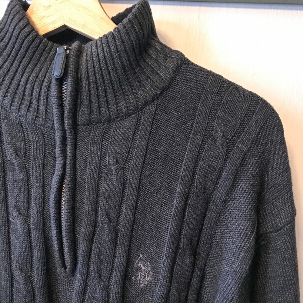 U.S. POLO ASSN Gray Quarter ZIP Sweater